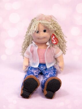 Ty Beanie Boppers “Adorable Annie” Plush Doll w/ Tag – Blonde Hair Pink Outfit